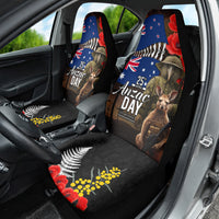 New Zealand and Australia ANZAC Day Car Seat Cover National Flag mix Kiwi Bird and Kangaroo Soldier Style