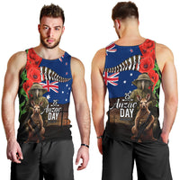 New Zealand and Australia ANZAC Day Men Tank Top National Flag mix Kiwi Bird and Kangaroo Soldier Style LT03 - Polynesian Pride