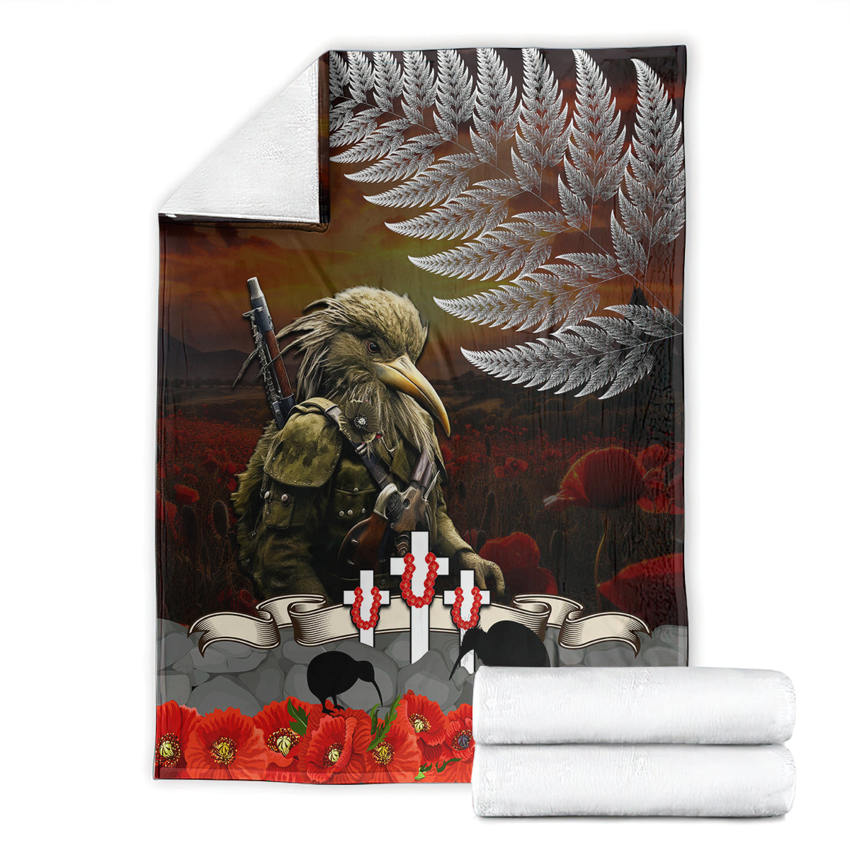 New Zealand ANZAC Day Blanket The Ode of Remembrance and Silver Fern