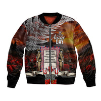 New Zealand ANZAC Day Bomber Jacket The Ode of Remembrance and Silver Fern LT03 Unisex Black - Polynesian Pride