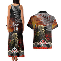 New Zealand ANZAC Day Couples Matching Tank Maxi Dress and Hawaiian Shirt The Ode of Remembrance and Silver Fern LT03 - Polynesian Pride
