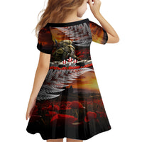 New Zealand ANZAC Day Family Matching Short Sleeve Bodycon Dress and Hawaiian Shirt The Ode of Remembrance and Silver Fern LT03 - Polynesian Pride