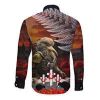 New Zealand ANZAC Day Long Sleeve Button Shirt The Ode of Remembrance and Silver Fern LT03 - Polynesian Pride