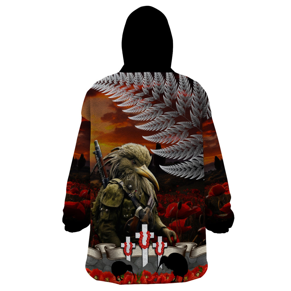New Zealand ANZAC Day Wearable Blanket Hoodie The Ode of Remembrance and Silver Fern LT03 - Polynesian Pride