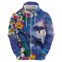 Hawaiian Lei Day Plumeria Humpback Whales Hoodie Polynesian Art Vibrant Starry Nebula Style