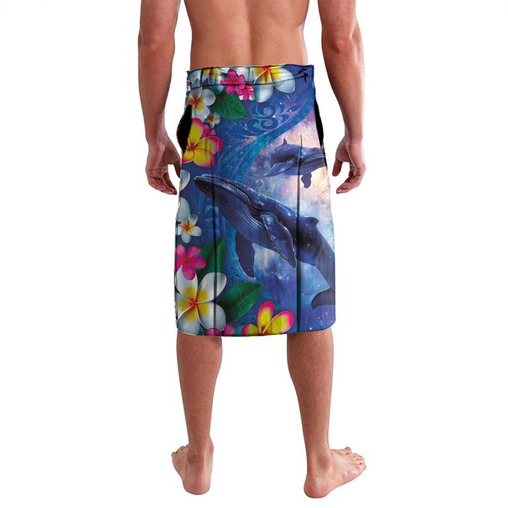 Hawaiian Lei Day Plumeria Humpback Whales Lavalava Polynesian Art Vibrant Starry Nebula Style