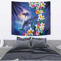Hawaiian Lei Day Plumeria Humpback Whales Tapestry Polynesian Art Vibrant Starry Nebula Style LT03 - Polynesian Pride