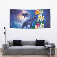 Hawaiian Lei Day Plumeria Humpback Whales Tapestry Polynesian Art Vibrant Starry Nebula Style LT03 - Polynesian Pride