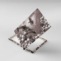 Hawaiian Lei Day Plumeria Humpback Whales Canvas Wall Art Polynesian Art Vibrant Starry Nebula Grayscale Style