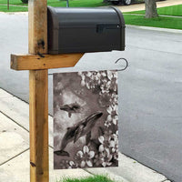 Hawaiian Lei Day Plumeria Humpback Whales Garden Flag Polynesian Art Vibrant Starry Nebula Grayscale Style