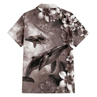 Hawaiian Lei Day Plumeria Humpback Whales Hawaiian Shirt Polynesian Art Vibrant Starry Nebula Grayscale Style