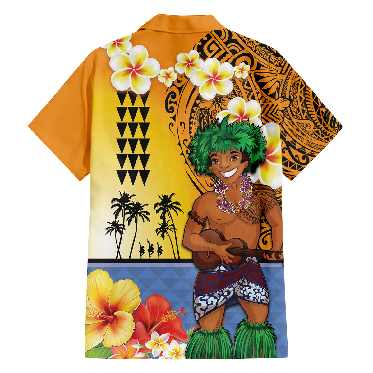 Happy Lei Day Family Matching Long Sleeve Bodycon Dress and Hawaiian Shirt Hula Male Dancer Polynesian Flower Kakau Pattern