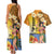 Happy Lei Day Couples Matching Tank Maxi Dress and Hawaiian Shirt Hula Girl Polynesian Flower Kakau Pattern