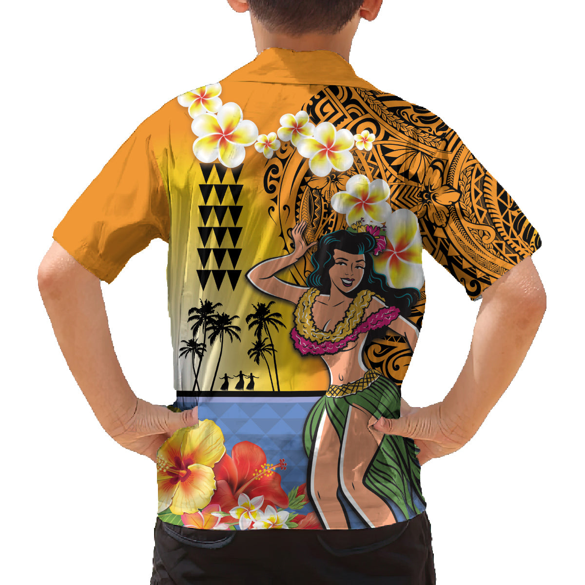 Happy Lei Day Family Matching Tank Maxi Dress and Hawaiian Shirt Hula Girl Polynesian Flower Kakau Pattern