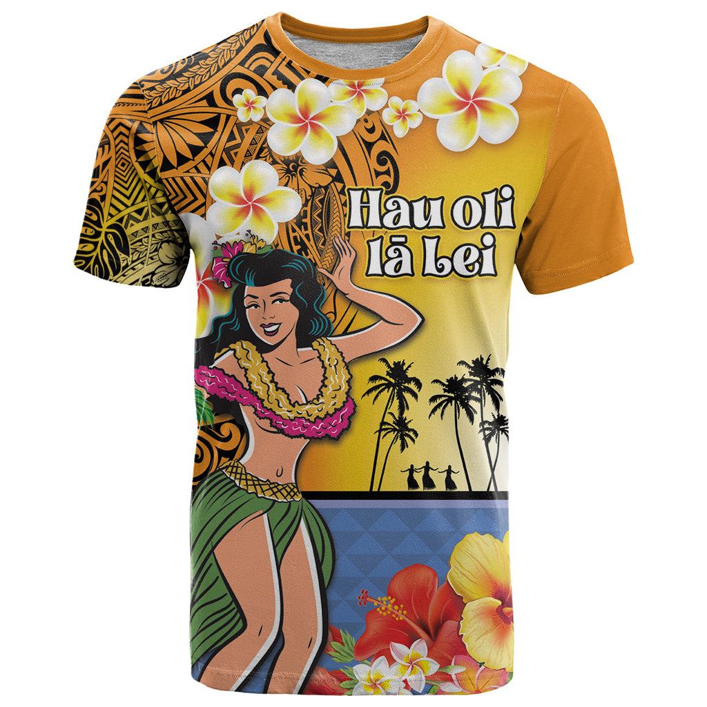Happy Lei Day T Shirt Hula Girl Polynesian Flower Kakau Pattern