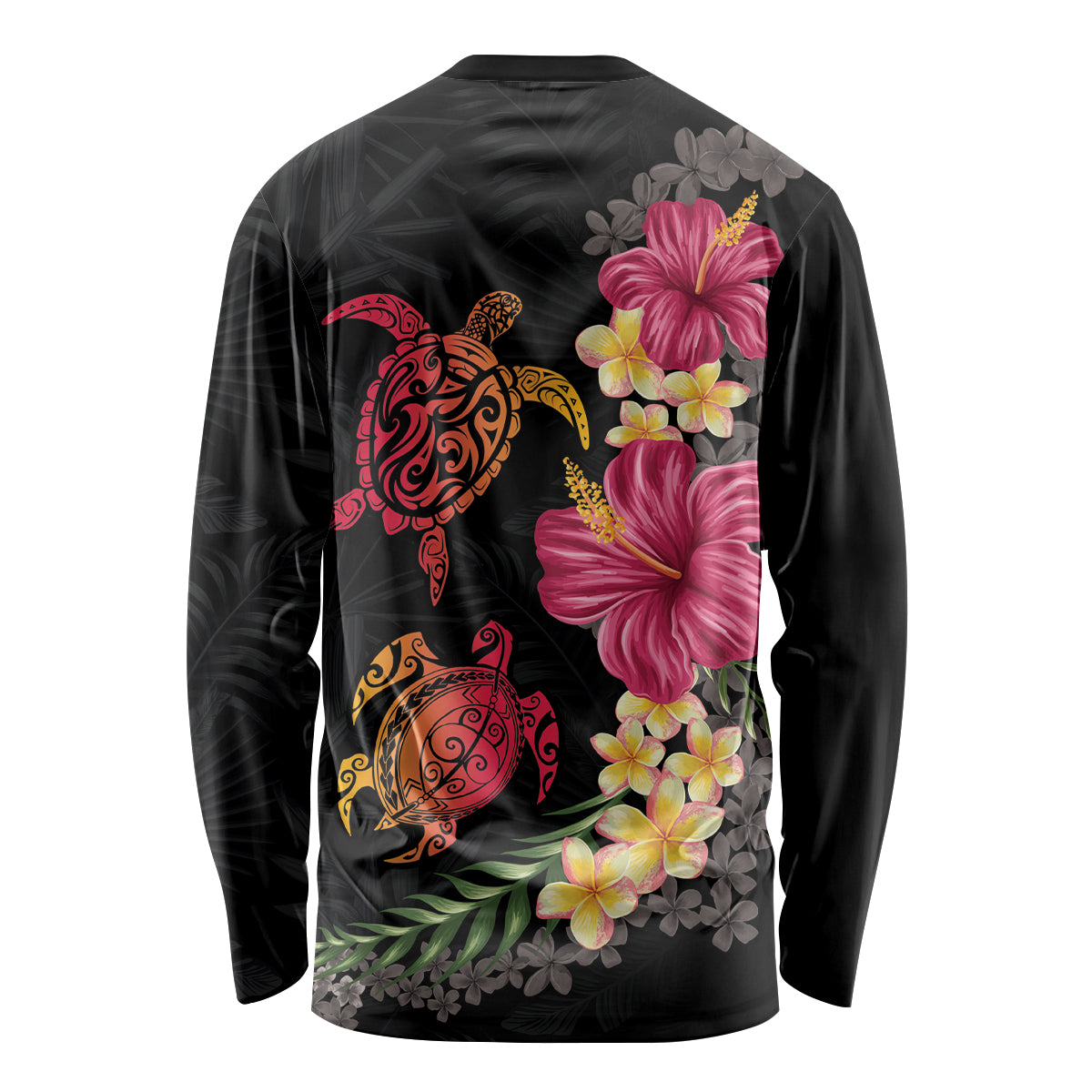Hawaiian Flower and Tribal Turtle Long Sleeve Shirt Colorful Style LT03 - Polynesian Pride