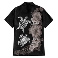 Hawaiian Flower and Tribal Turtle Hawaiian Shirt Grayscale Mode