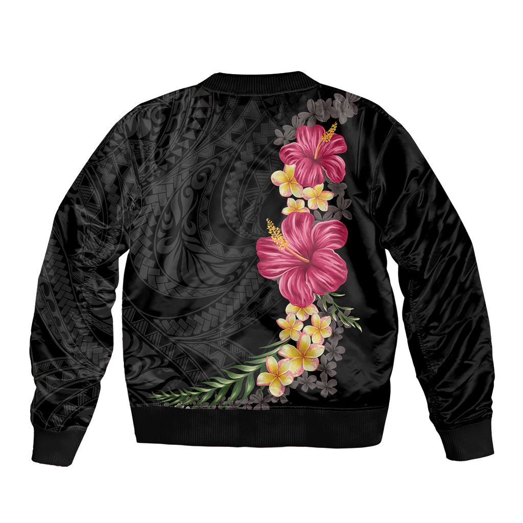 Hawaiian Plumeria and Hibiscus Bomber Jacket Colorful Style