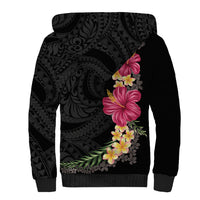 Hawaiian Plumeria and Hibiscus Sherpa Hoodie Colorful Style