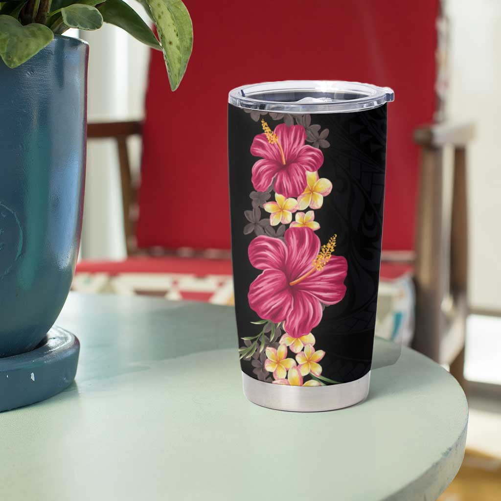Hawaiian Plumeria and Hibiscus Tumbler Cup Colorful Style
