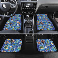 Hawaiian Island Shapes-Iconic Landscape Car Mats with Plumeria and Palaka Blue Color