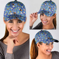 Hawaiian Island Shapes-Iconic Landscape Classic Cap with Plumeria and Palaka Blue Color LT03 - Polynesian Pride