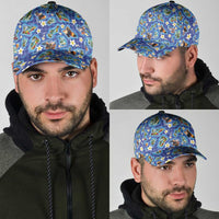 Hawaiian Island Shapes-Iconic Landscape Classic Cap with Plumeria and Palaka Blue Color LT03 - Polynesian Pride
