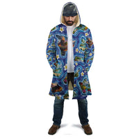 Hawaiian Island Shapes-Iconic Landscape Cloak with Plumeria and Palaka Blue Color