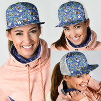 Hawaiian Island Shapes-Iconic Landscape Mesh Trucker Cap with Plumeria and Palaka Blue Color LT03 - Polynesian Pride