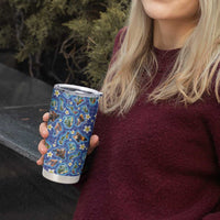 Hawaiian Island Shapes-Iconic Landscape Tumbler Cup with Plumeria and Palaka Blue Color