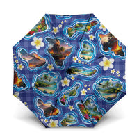 Hawaiian Island Shapes-Iconic Landscape Umbrella with Plumeria and Palaka Blue Color