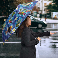 Hawaiian Island Shapes-Iconic Landscape Umbrella with Plumeria and Palaka Blue Color