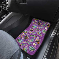 Hawaiian Island Shapes-Iconic Landscape Car Mats with Plumeria and Palaka Purple Color