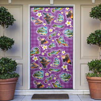 Hawaiian Island Shapes-Iconic Landscape Door Cover with Plumeria and Palaka Purple Color