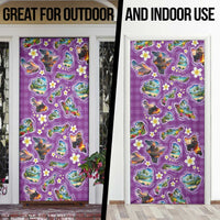 Hawaiian Island Shapes-Iconic Landscape Door Cover with Plumeria and Palaka Purple Color