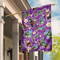 Hawaiian Island Shapes-Iconic Landscape Garden Flag with Plumeria and Palaka Purple Color