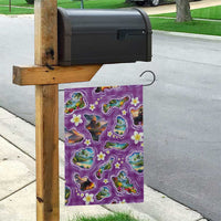 Hawaiian Island Shapes-Iconic Landscape Garden Flag with Plumeria and Palaka Purple Color