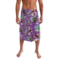 Hawaiian Island Shapes-Iconic Landscape Lavalava with Plumeria and Palaka Purple Color