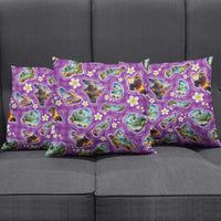 Hawaiian Island Shapes-Iconic Landscape Pillow Cover with Plumeria and Palaka Purple Color