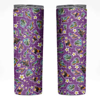 Hawaiian Island Shapes-Iconic Landscape Skinny Tumbler with Plumeria and Palaka Purple Color