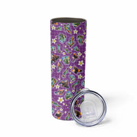 Hawaiian Island Shapes-Iconic Landscape Skinny Tumbler with Plumeria and Palaka Purple Color