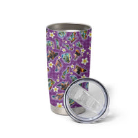 Hawaiian Island Shapes-Iconic Landscape Tumbler Cup with Plumeria and Palaka Purple Color