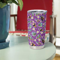 Hawaiian Island Shapes-Iconic Landscape Tumbler Cup with Plumeria and Palaka Purple Color