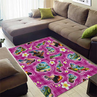 Hawaiian Island Shapes-Iconic Landscape Area Rug with Plumeria and Palaka Pink Color LT03 - Polynesian Pride
