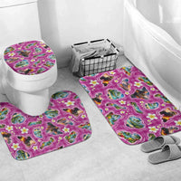 Hawaiian Island Shapes-Iconic Landscape Bathroom Set with Plumeria and Palaka Pink Color