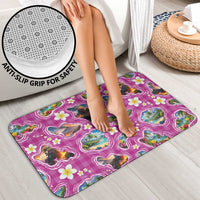Hawaiian Island Shapes-Iconic Landscape Bathroom Set with Plumeria and Palaka Pink Color