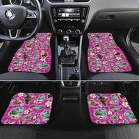 Hawaiian Island Shapes-Iconic Landscape Car Mats with Plumeria and Palaka Pink Color LT03 Set 4pcs Pink - Polynesian Pride