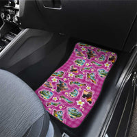 Hawaiian Island Shapes-Iconic Landscape Car Mats with Plumeria and Palaka Pink Color LT03 - Polynesian Pride