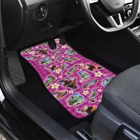 Hawaiian Island Shapes-Iconic Landscape Car Mats with Plumeria and Palaka Pink Color LT03 - Polynesian Pride