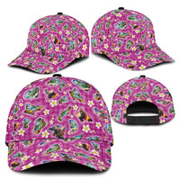 Hawaiian Island Shapes-Iconic Landscape Classic Cap with Plumeria and Palaka Pink Color LT03 - Polynesian Pride
